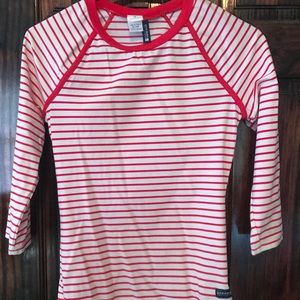 NWOT Red and white striped long sleeve rash guard